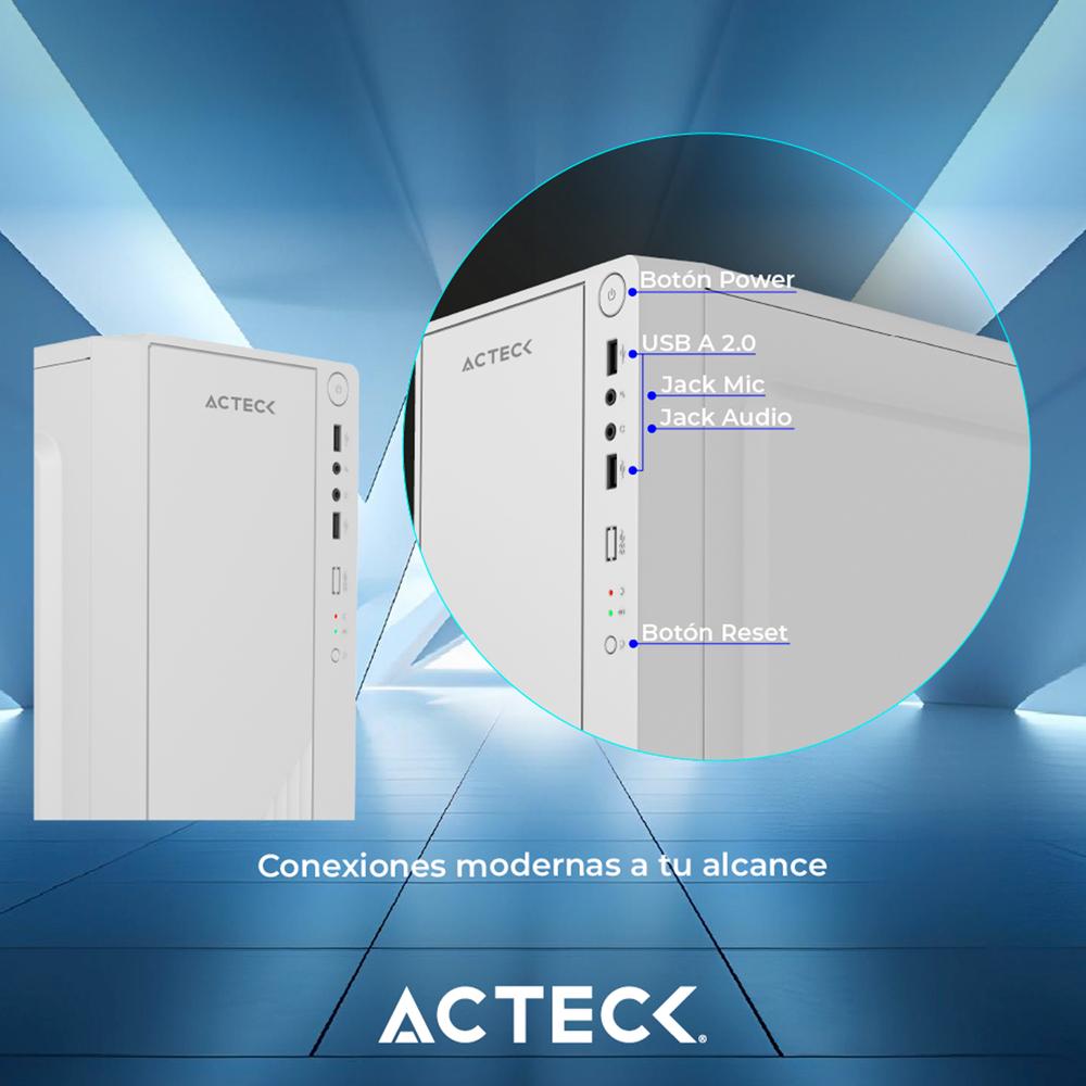 Gabinete ACTECK KIOTO GC220 Micro ATX Mini Torre Fuente 500W Acrilico Blanco AC-939522