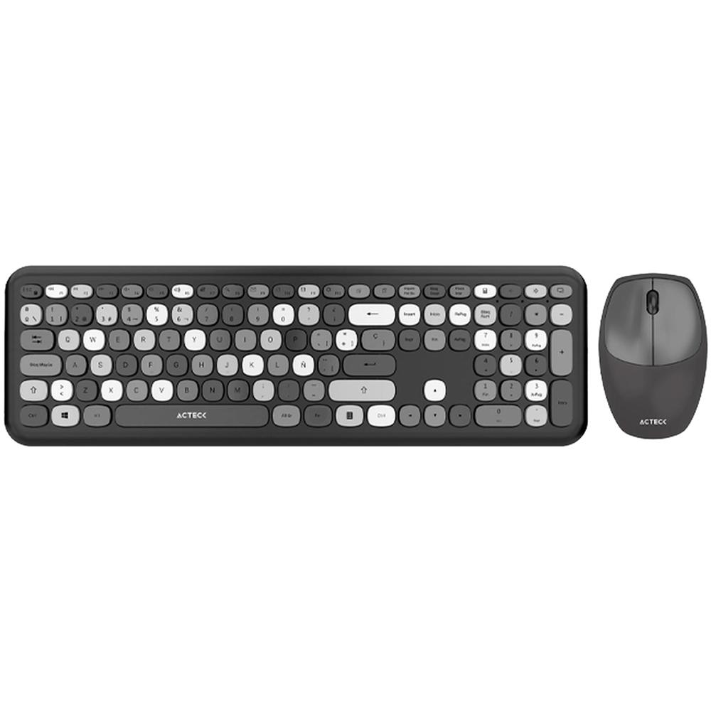 Kit Teclado y Mouse ACTECK CREATOR CHIC COLORS MK475 Inalambrico USB 2.4Ghz Delgado Gris AC-935166