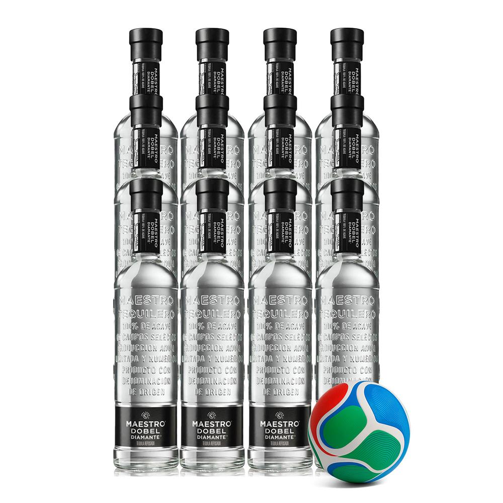 12 Tequila Maestro Dobel Diamante S/Estuche 700ml+Balón Mini