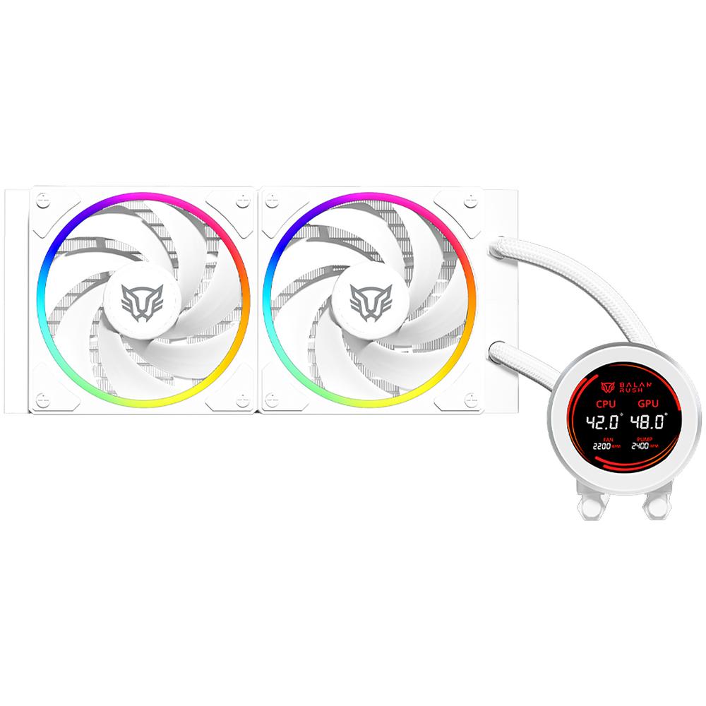 Enfriamiento Liquido BALAM RUSH HYDROX EXPERT HYX24 240mm ARGB 4 Pines 2200 RPM TDP 250w LGA1700 AM5 Display Blanco BR-941853