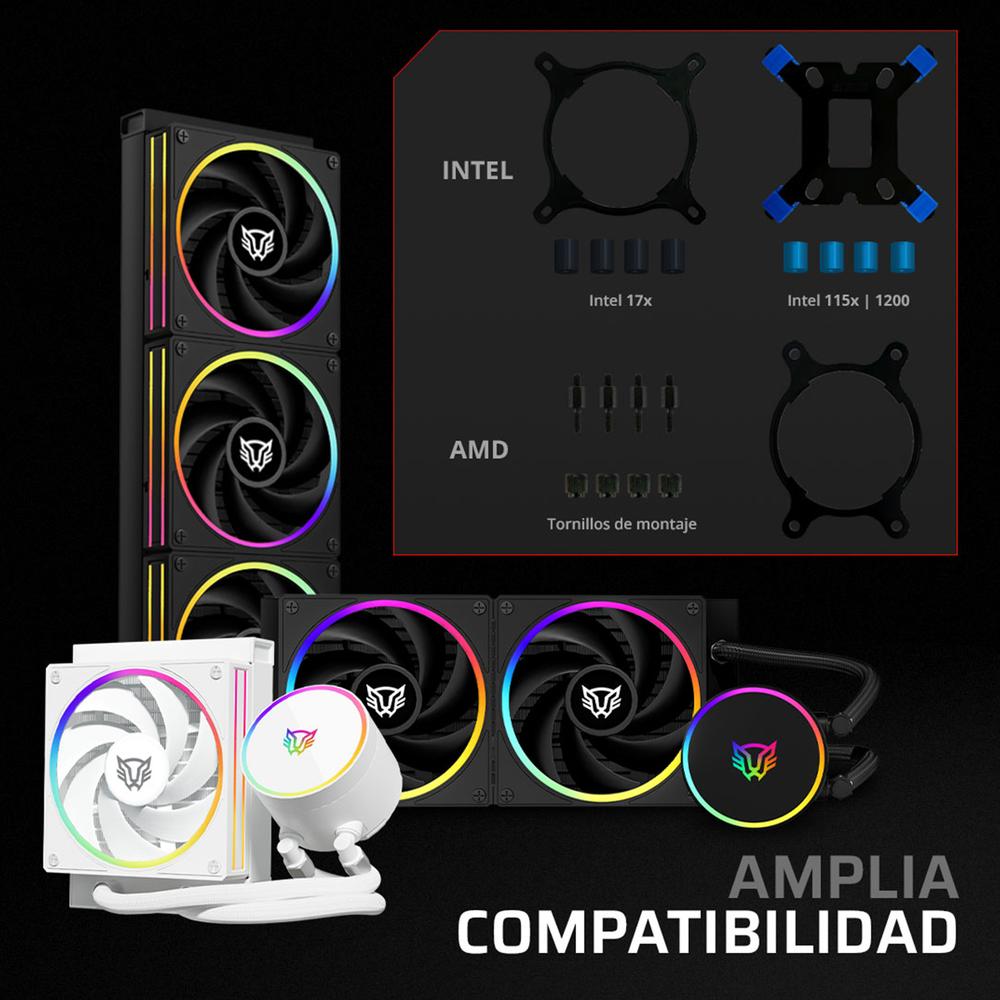 Enfriamiento Liquido BALAM RUSH HYDROX PRO V2 HX24 240mm ARGB 4 Pines 2200 RPM TDP 250w LGA1700 AM5 Negro BR-941884