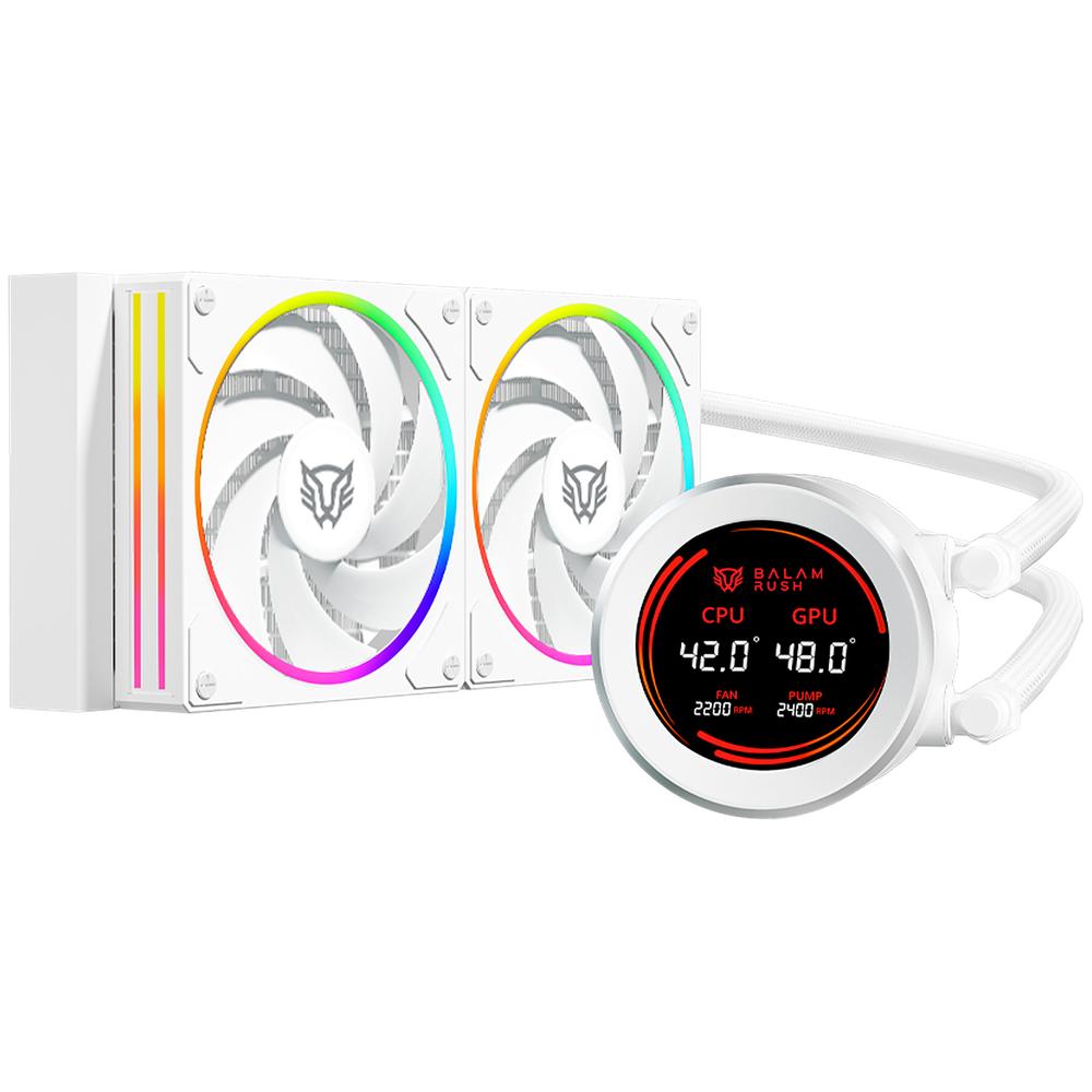 Enfriamiento Liquido BALAM RUSH HYDROX EXPERT HYX24 240mm ARGB 4 Pines 2200 RPM TDP 250w LGA1700 AM5 Display Blanco BR-941853
