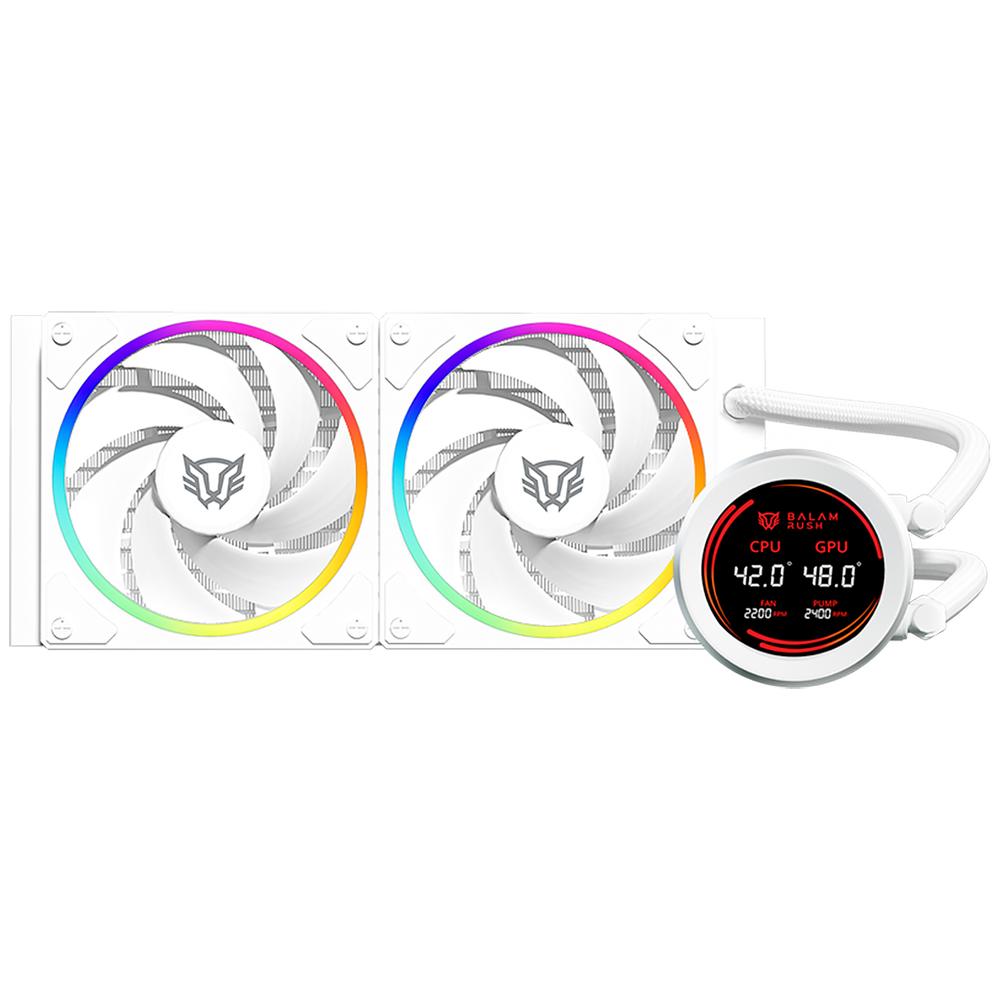 Enfriamiento Liquido BALAM RUSH HYDROX EXPERT HYX24 240mm ARGB 4 Pines 2200 RPM TDP 250w LGA1700 AM5 Display Blanco BR-941853