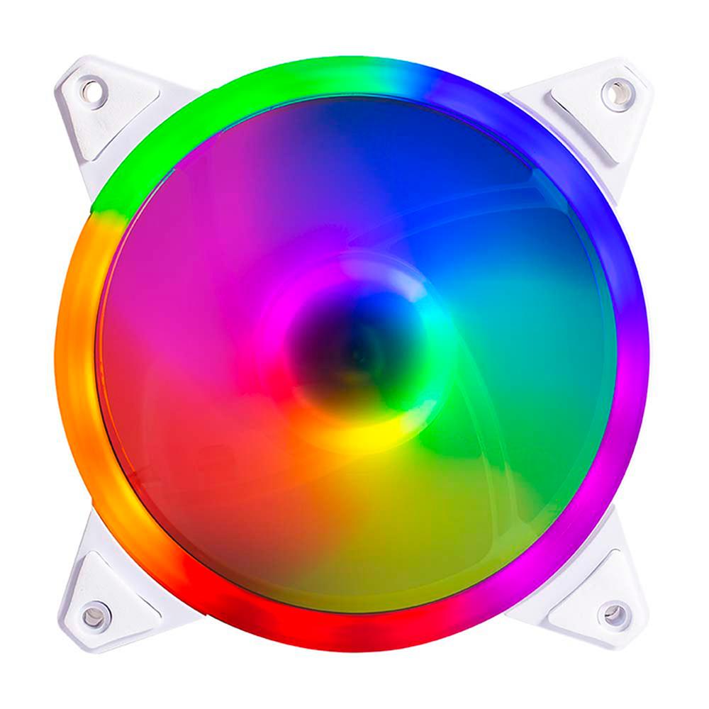 Ventilador Gamer BALAM RUSH EOLOX BLAZE EX30W 120mm LED Diseño Circular Borde LED Rainbow 1200RPM Blanco Molex BR-938099