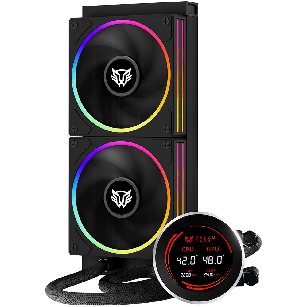 Enfriamiento Liquido BALAM RUSH HYDROX EXPERT HYX24 240mm ARGB 4 Pines 2200 RPM TDP 250w LGA1700 AM5 Display Negro BR-941846
