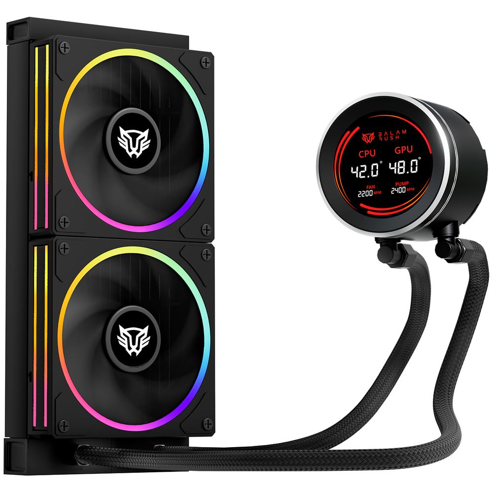 Enfriamiento Liquido BALAM RUSH HYDROX EXPERT HYX24 240mm ARGB 4 Pines 2200 RPM TDP 250w LGA1700 AM5 Display Negro BR-941846