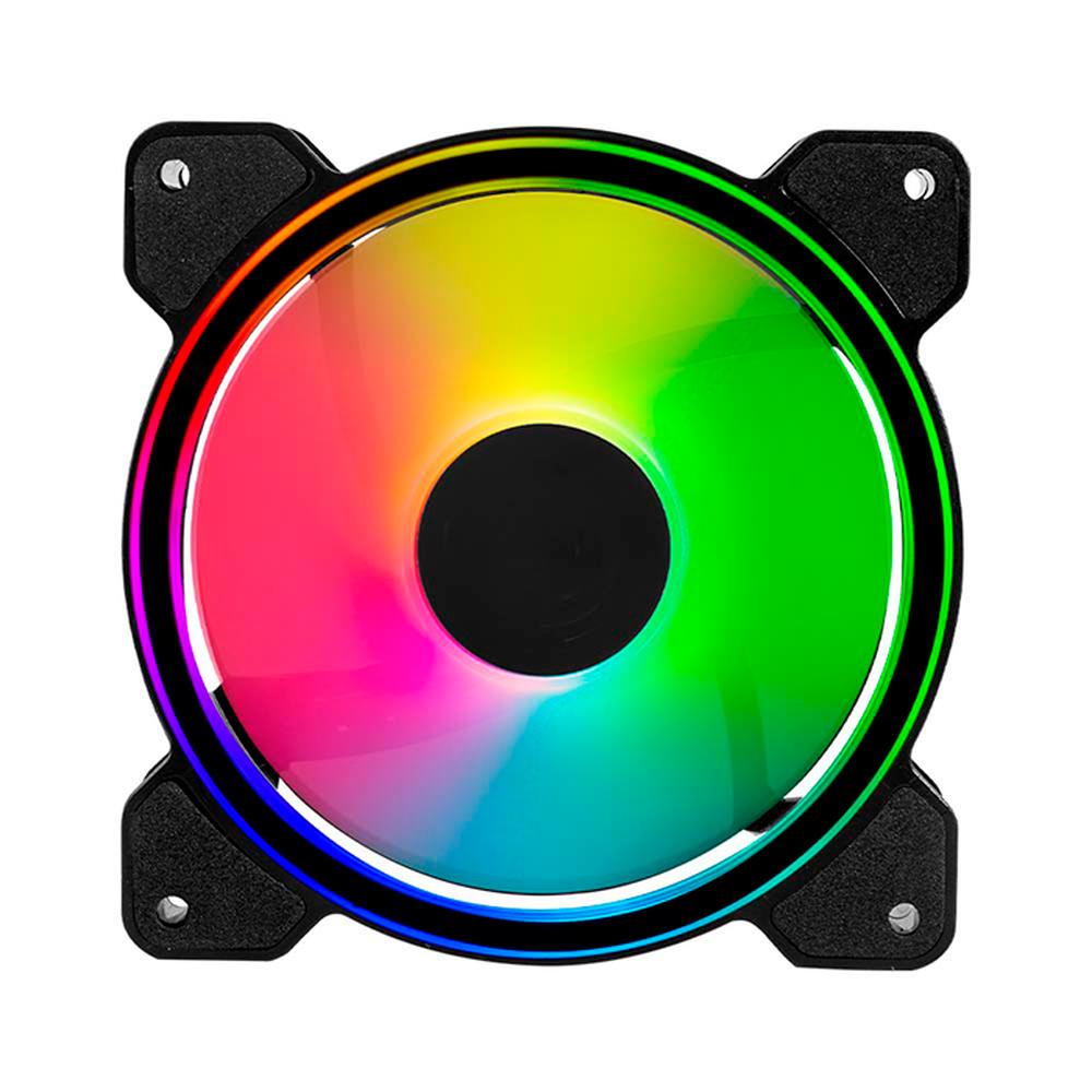 Ventilador Gamer BALAM RUSH EOLOX BLAZE EX50 120mm ARGB Diseño Circular Borde LED Rainbow 1500RPM Negro 3 Pin BR-938068