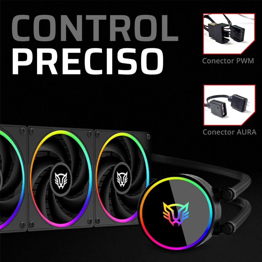 Enfriamiento Liquido BALAM RUSH HYDROX PRO V2 HX36 360mm ARGB 7 Pines 2200 RPM TDP 300w LGA1851 AM5 Negro BR-941860
