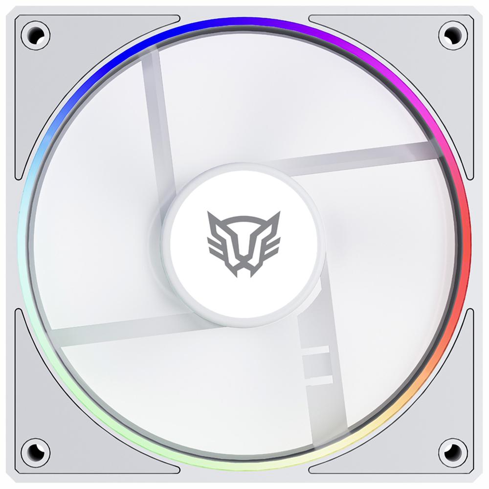 Ventilador Gamer BALAM RUSH EOLOX BORA-R EXB85R 120mm ARGB Aspas Inversas Diseño Cuadrado PWM 4 pin + Aura 1600RPM Blanco BR-942232