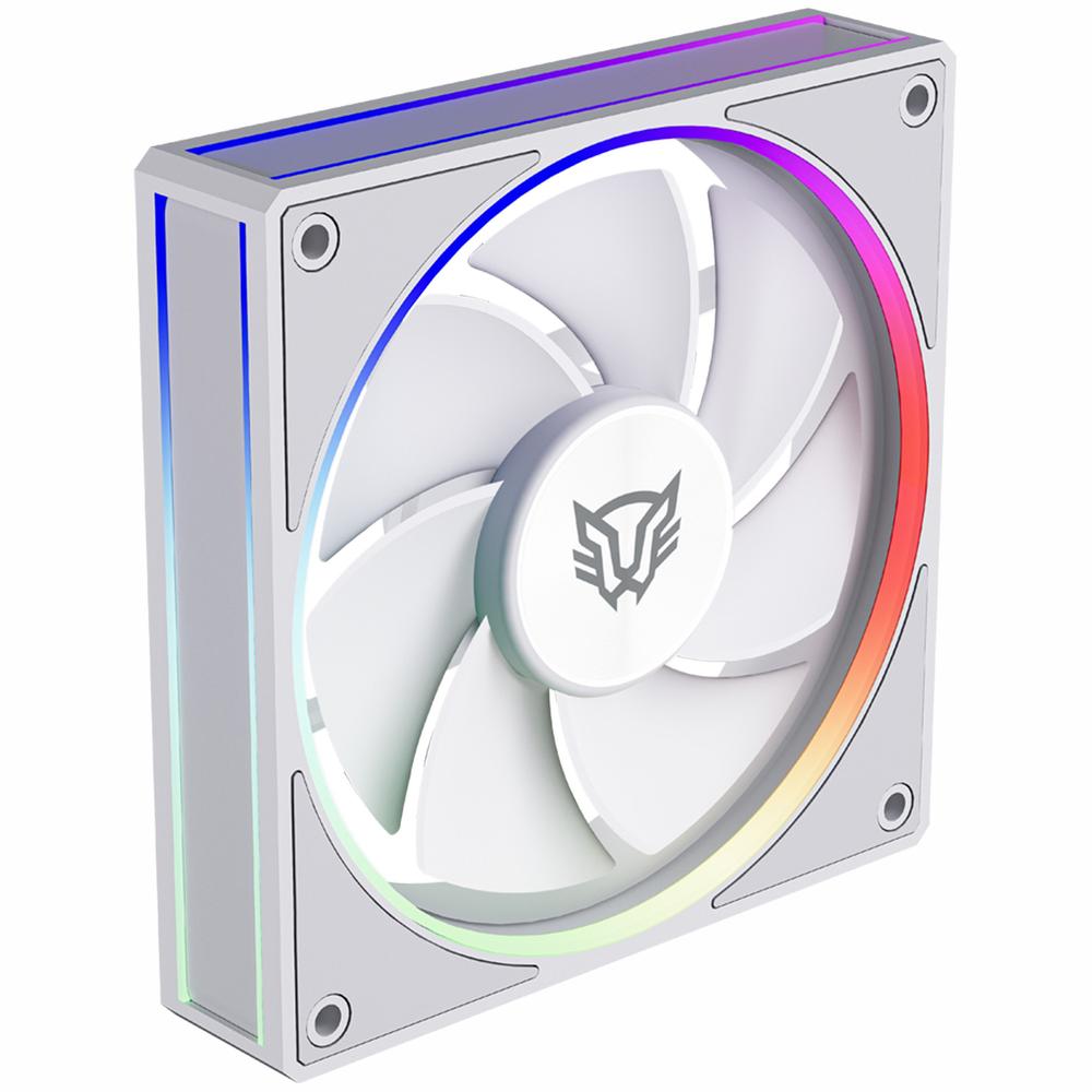 Ventilador Gamer BALAM RUSH EOLOX BORA-R EXB85R 120mm ARGB Aspas Inversas Diseño Cuadrado PWM 4 pin + Aura 1600RPM Blanco BR-942232