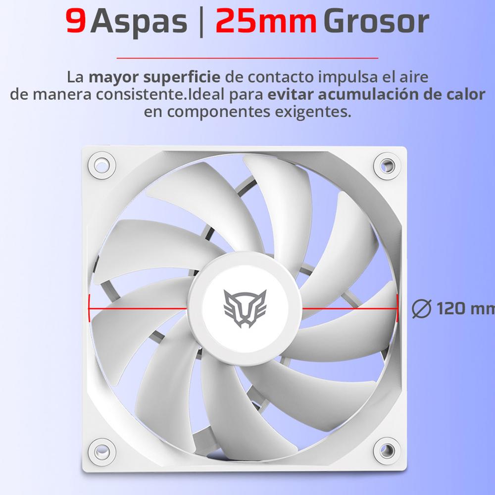 Ventilador Gamer BALAM RUSH EOLOX GLAZIAR EXG77 120mm Aspas Aerodinámicas PWM 4 pin 2000RPM Blanco BR-942171