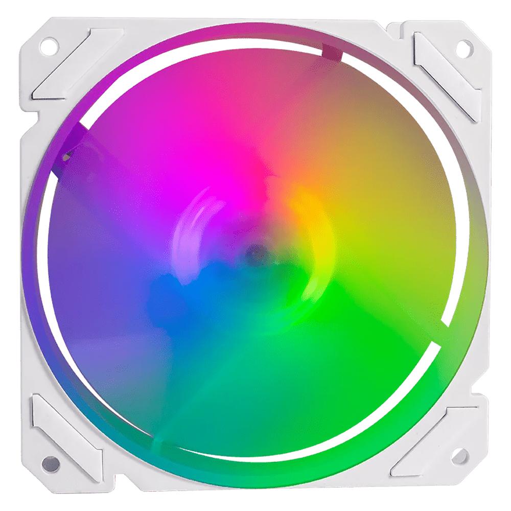 Ventilador Gamer BALAM RUSH EOLOX BLAZE EX70W 120mm ARGB Diseño Cuadrado Rainbow 1200RPM Blanco 3 Pin BR-938051