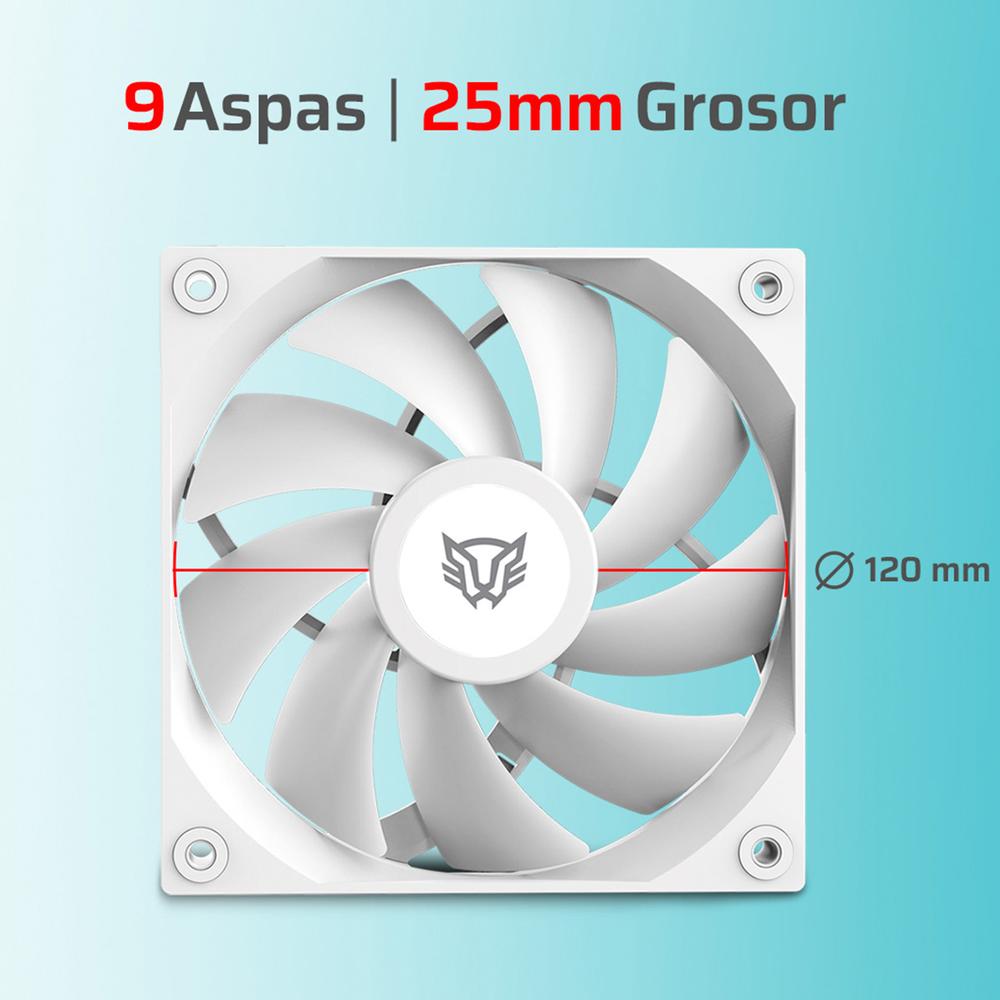Ventilador Gamer BALAM RUSH EOLOX GLAZIAR PRO EXG99 120mm Aspas Aerodinámicas PWM 4 pin 2000RPM Blanco BR-942195