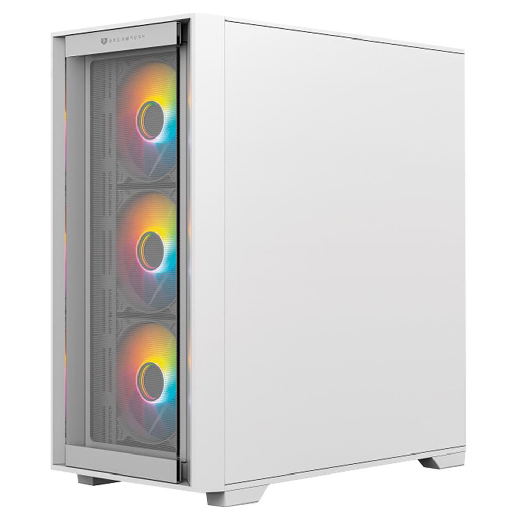Gabinete Gamer BALAM RUSH CARBONO TWIN MATE 6000 M-ATX Mini Torre 4 Fan ARGB Cristal Templado Frente Intercambiable USB-C Blanco BR-938822