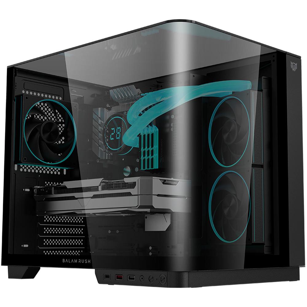 Gabinete Gamer BALAM RUSH TANK EXPERT CURVE 6800 ATX Media Torre 3 Fan Panel Curvo Cristal Templado USB-C ARGB Negro BR-941570