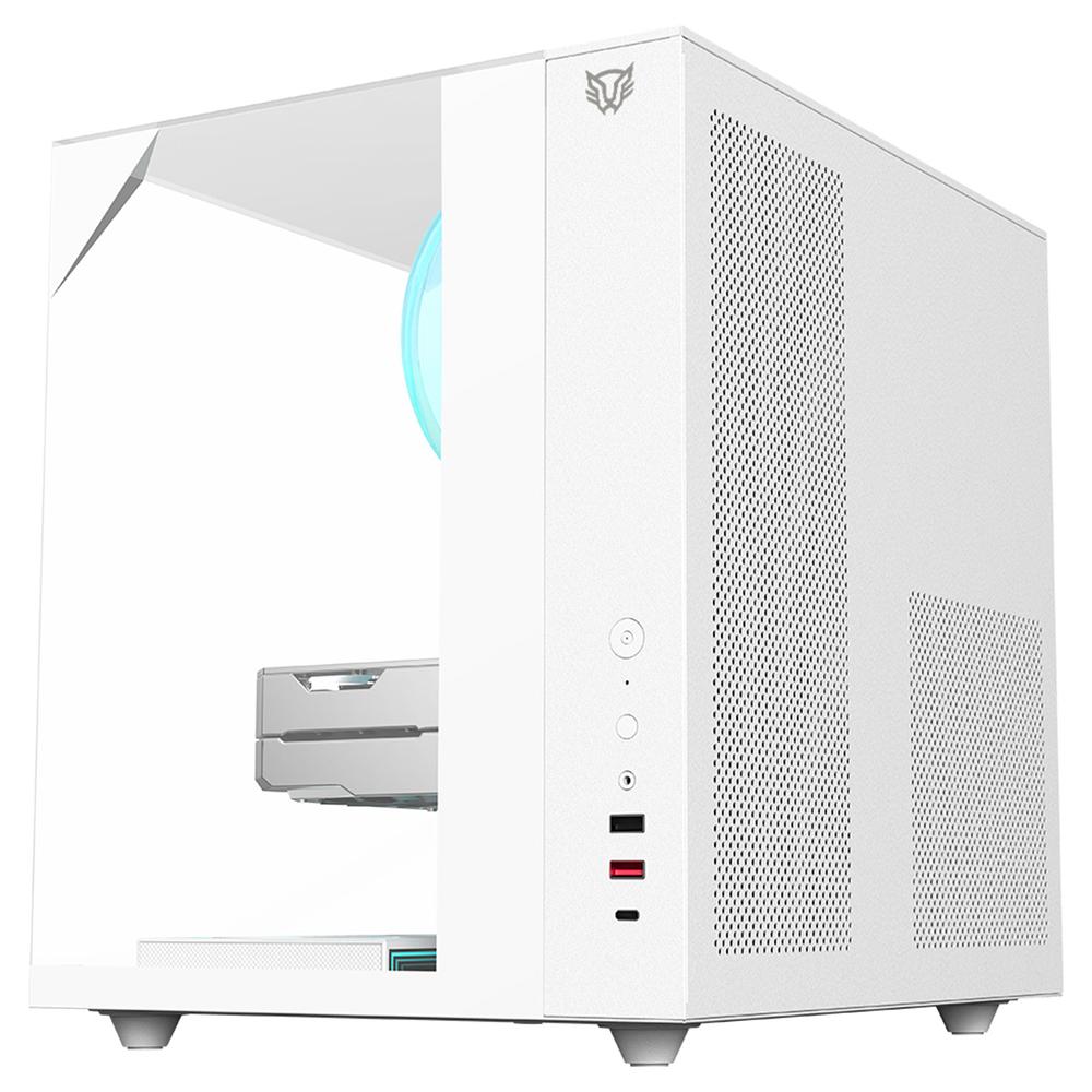 Gabinete Gamer BALAM RUSH TANK MAJESTIC 6600 ATX Media Torre 3 Fan Panel Cristal Templado USB-C ARGB Blanco BR-941532