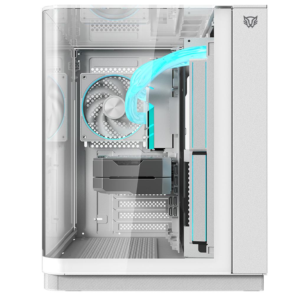 Gabinete Gamer BALAM RUSH TANK EXPERT CURVE 6800 ATX Media Torre 3 Fan Panel Curvo Cristal Templado USB-C ARGB Blanco BR-941587