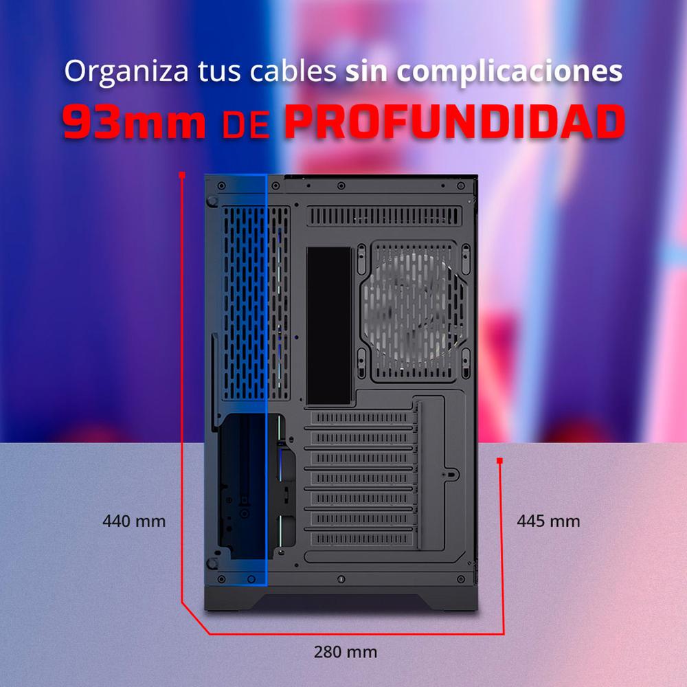 Gabinete Gamer BALAM RUSH TANK EXPERT CURVE 7400 ATX Media Torre 4 Fan Cristal Templado USB-C ARGB Negro BR-941594