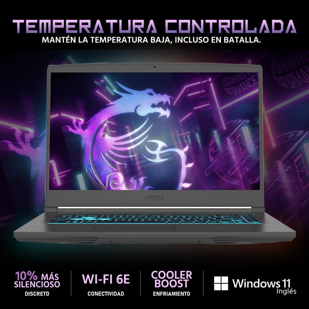 Laptop Gamer MSI Thin A15 NVIDIA GeForce RTX 2050 AMD Ryzen 5 7535HS 16GB RAM 512GB SSD 15.6" Windows 11 Home Teclado en Ingles + Control DXT