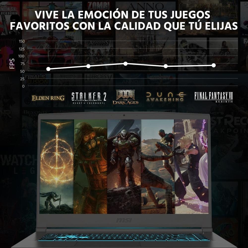 Laptop Gamer MSI Thin A15 NVIDIA GeForce RTX 2050 AMD Ryzen 5 7535HS 8GB RAM 512GB SSD 15.6" Windows 11 Home Teclado en Ingles