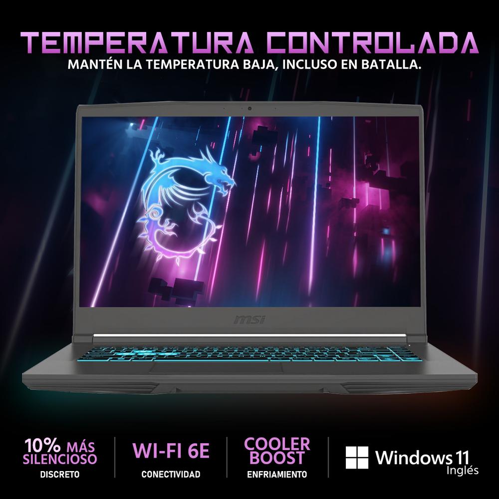 Laptop Gamer MSI Thin 15 NVIDIA GeForce RTX 4050 Intel Core i5 13420H 16GB RAM 512GB SSD 15.6" Windows 11 Home Teclado en Ingles