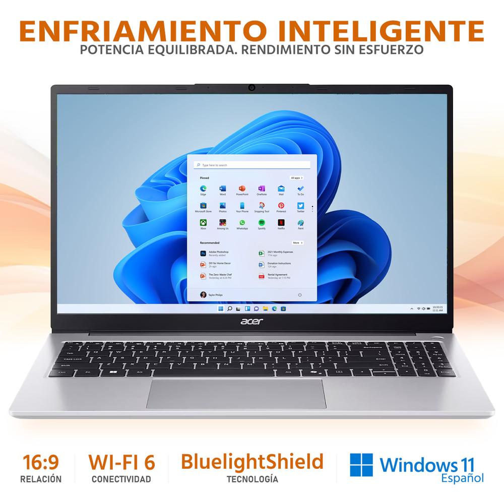 Laptop ACER Aspire Lite 15 AMD Ryzen 7 5825U 8GB RAM 1TB SSD 15.6" Windows 11 Home Teclado en Español