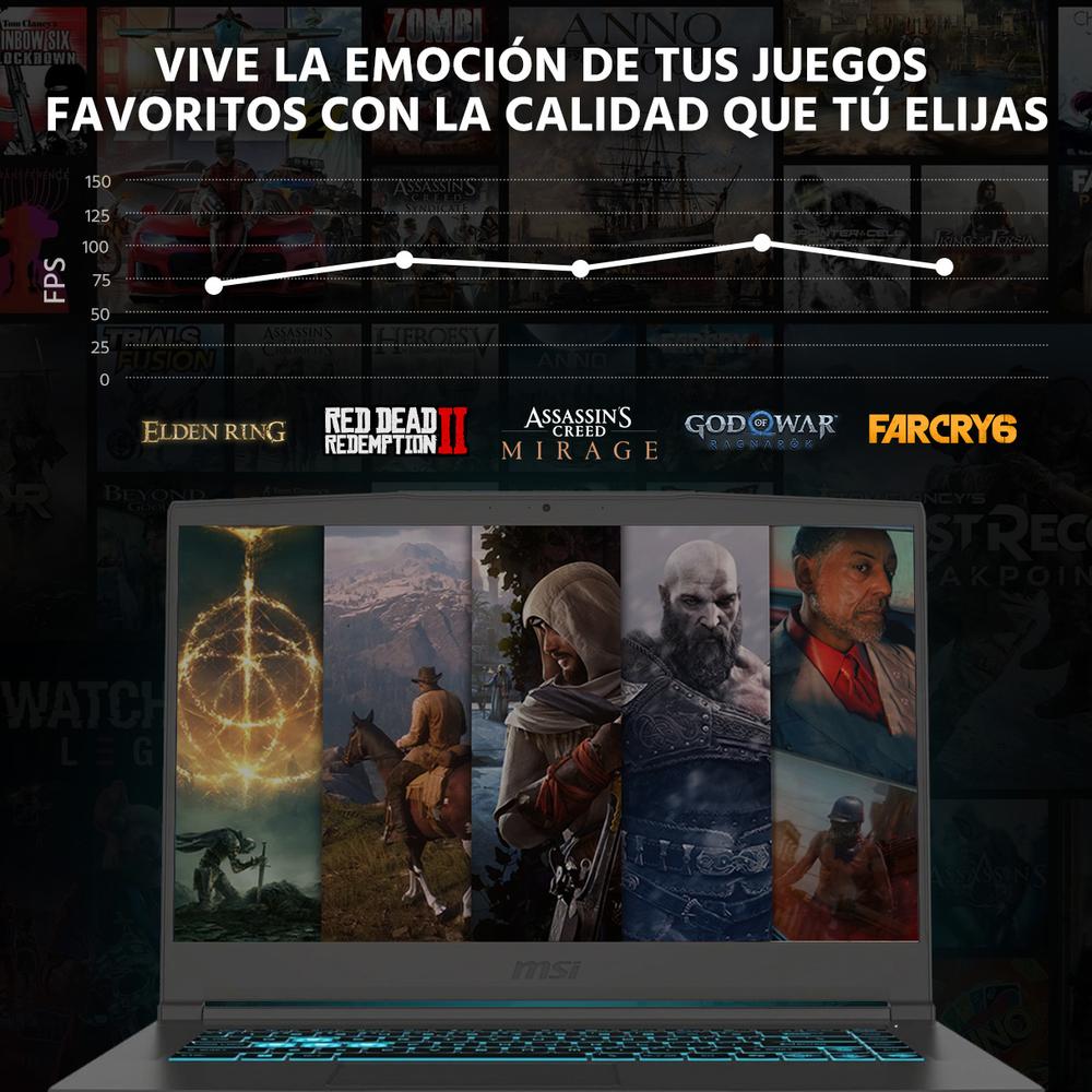 Laptop Gamer MSI Thin 15 NVIDIA GeForce RTX 4060 AMD Ryzen 5 7535HS 32GB RAM 512GB SSD 15.6" Windows 11 Home Teclado en Ingles + Mouse DXT