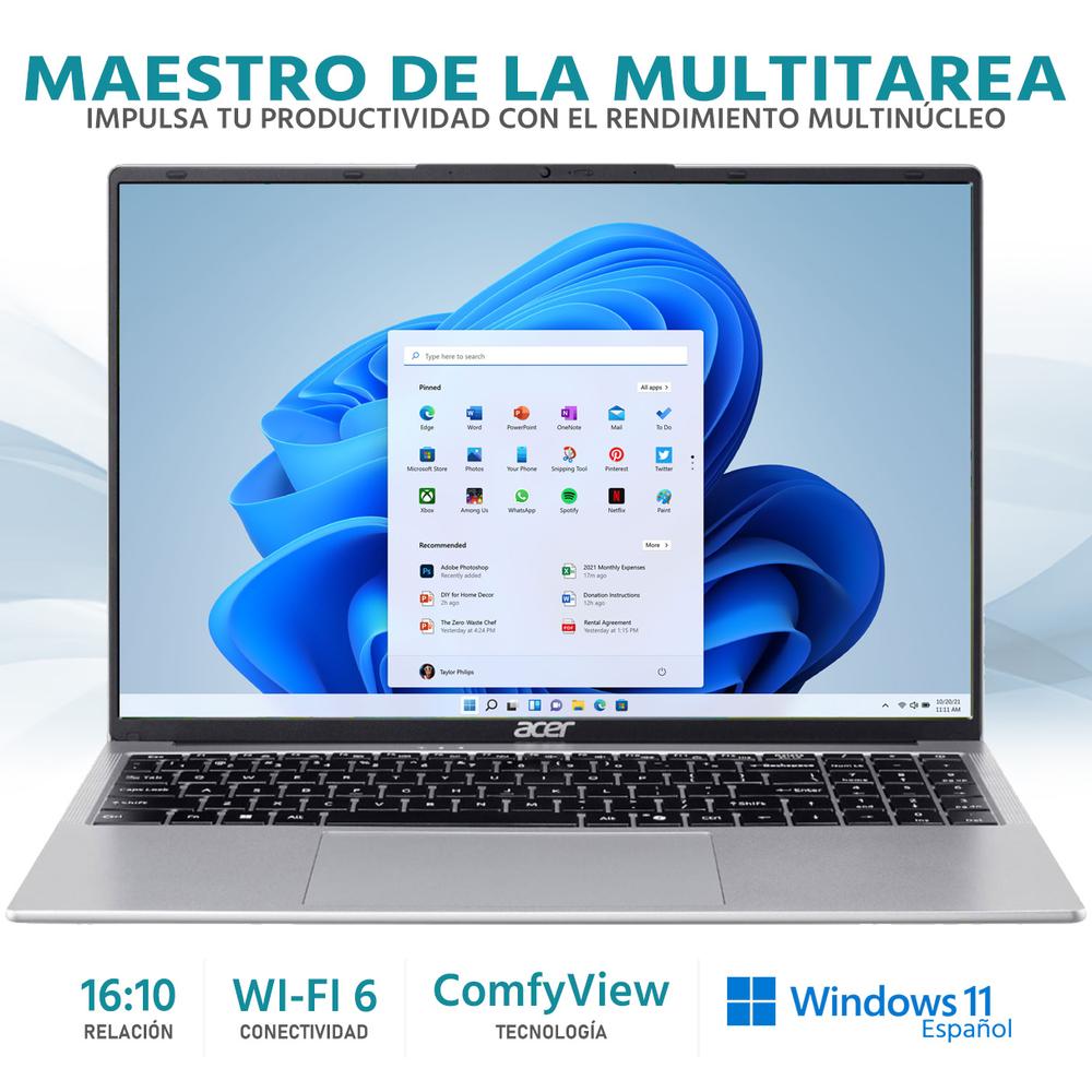 Laptop ACER Aspire Lite 16 Intel Core i5 1334U 8GB RAM 512GB SSD 16" Windows 11 Home Teclado en Español