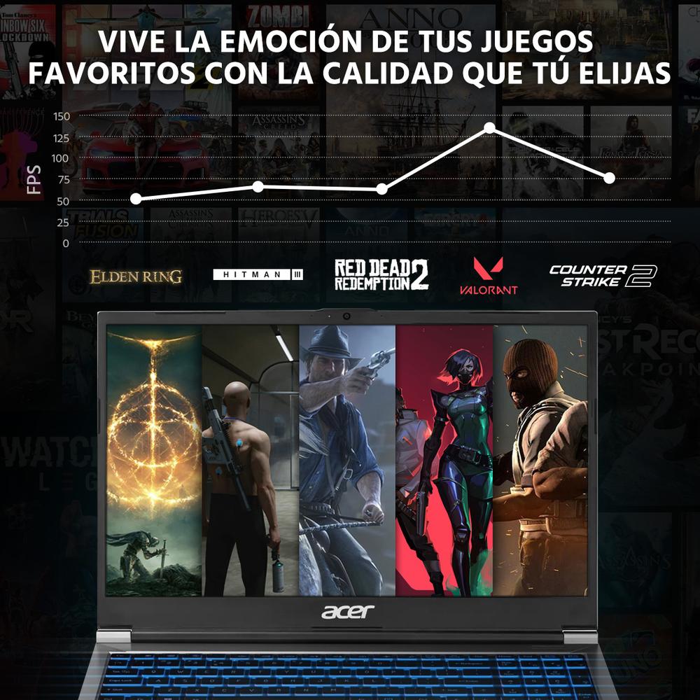 Laptop Gamer ACER ALG NVIDIA GeForce RTX 2050 Intel Core i5 12450H 32GB RAM 750GB SSD 15.6" Windows 11 Home Teclado en Ingles
