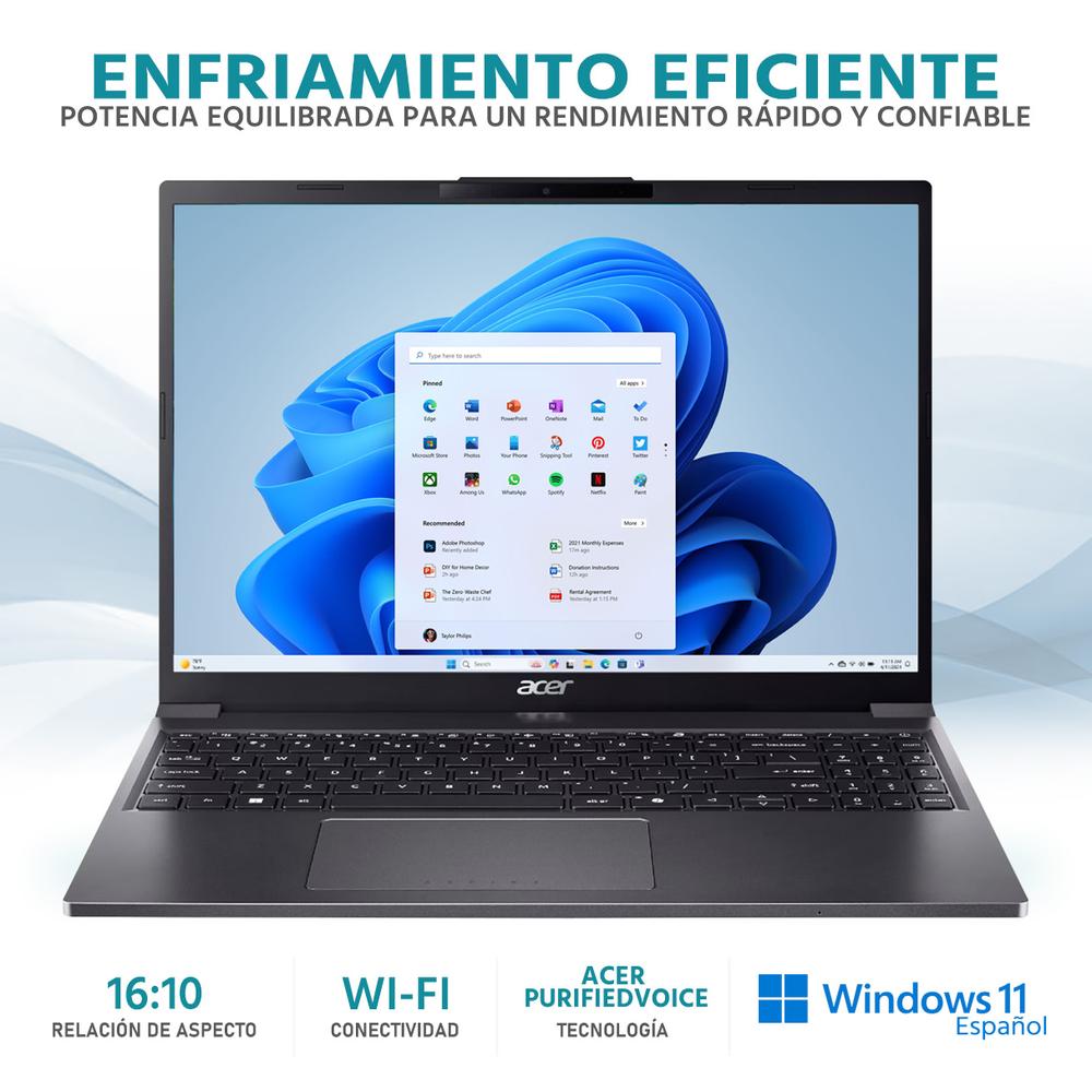 Laptop ACER Aspire Go 15 Intel Core i5 1334U 16GB RAM 256GB SSD 15.3" Windows 11 Home Teclado en Ingles + Mochila