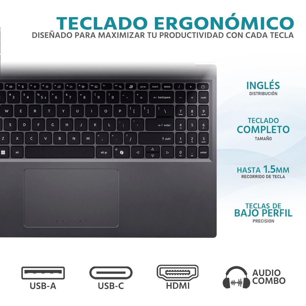 Laptop ACER Aspire Go 15 Intel Core i5 1334U 16GB RAM 256GB SSD 15.3" Windows 11 Home Teclado en Ingles + Mochila
