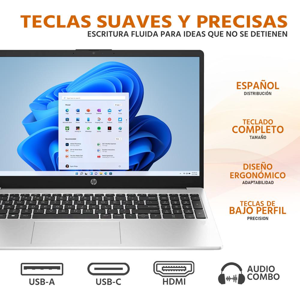 Laptop HP 255 G10 AMD Ryzen 5 7530U 16GB RAM 512GB SSD 15.6" Windows 11 Home Teclado en Español