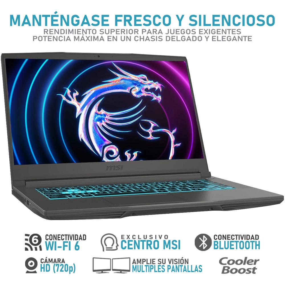 Laptop Gamer MSI Thin 15 NVIDIA GeForce RTX 4060 Intel Core i5 13420H 24GB RAM 512GB SSD 15.6" Windows 11 Home Teclado en Ingles