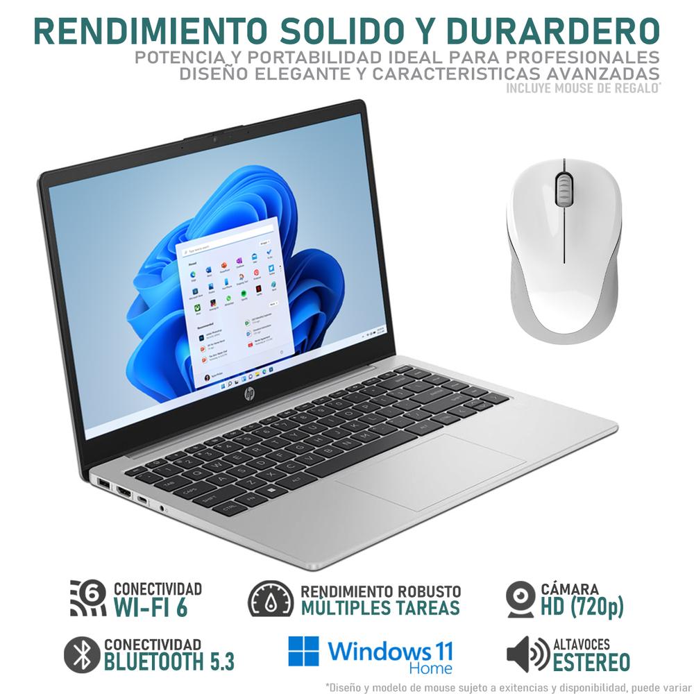 Laptop HP 245 G10 AMD Ryzen 5 7530U 24GB RAM 512GB SSD 14" Windows 11 Home Teclado en Español + Mouse