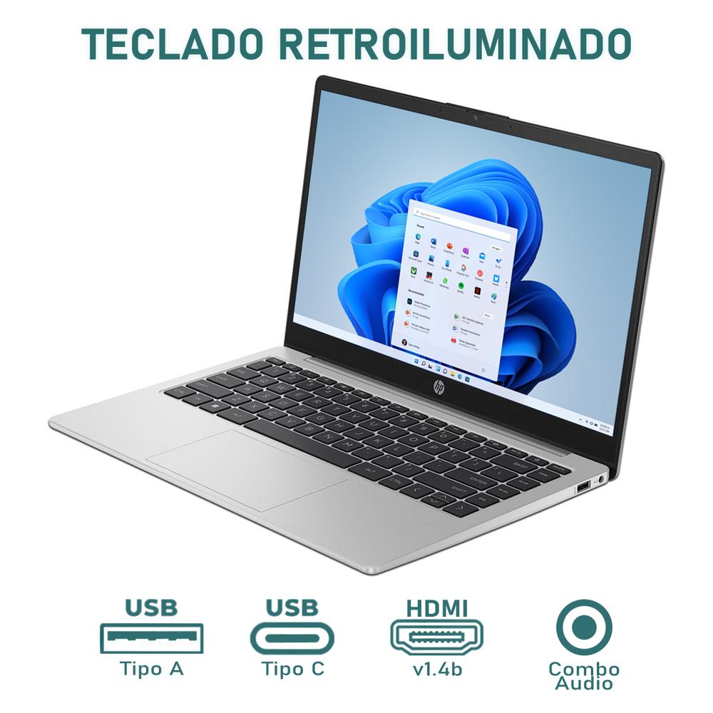 Laptop HP 245 G10 AMD Ryzen 5 7530U 24GB RAM 512GB SSD 14" Windows 11 Home Teclado en Español + Mouse
