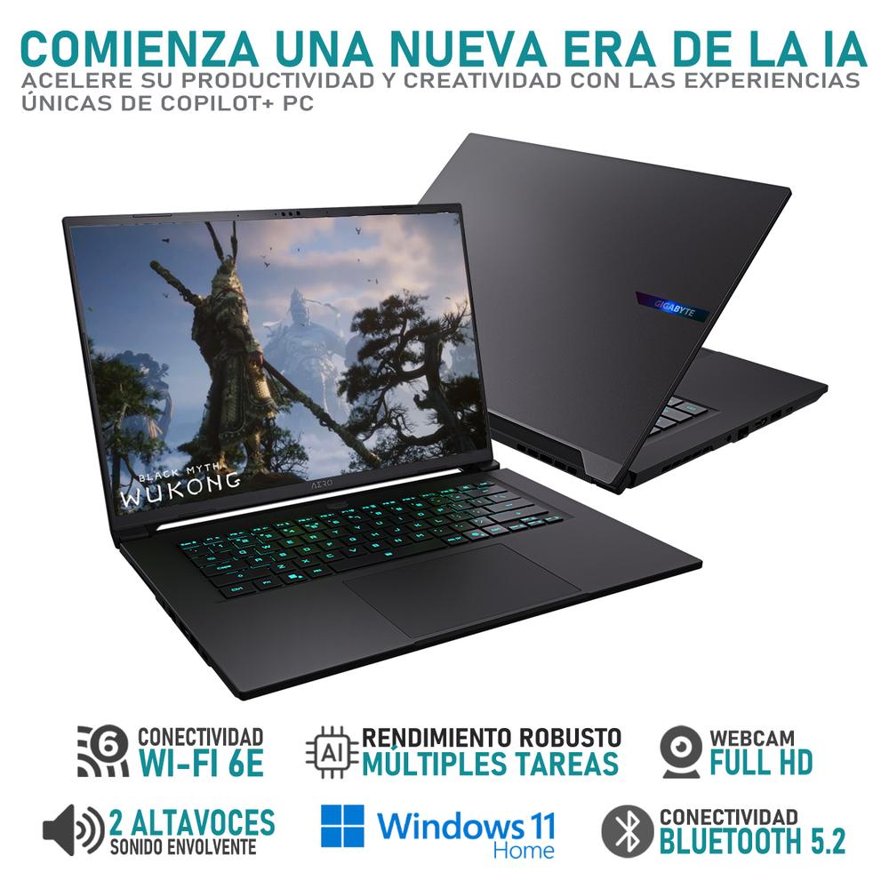Laptop Gamer GIGABYTE AERO X16 NVIDIA GeForce RTX 5060 AMD Ryzen AI 7 350 16GB RAM 1TB SSD 16" Windows 11 Home Teclado en Español