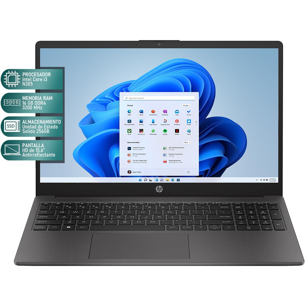 Laptop HP 250 G10 Intel Core i3 N305 16GB RAM 256GB SSD 15.6" Windows 11 Home Teclado en Español + Mochila
