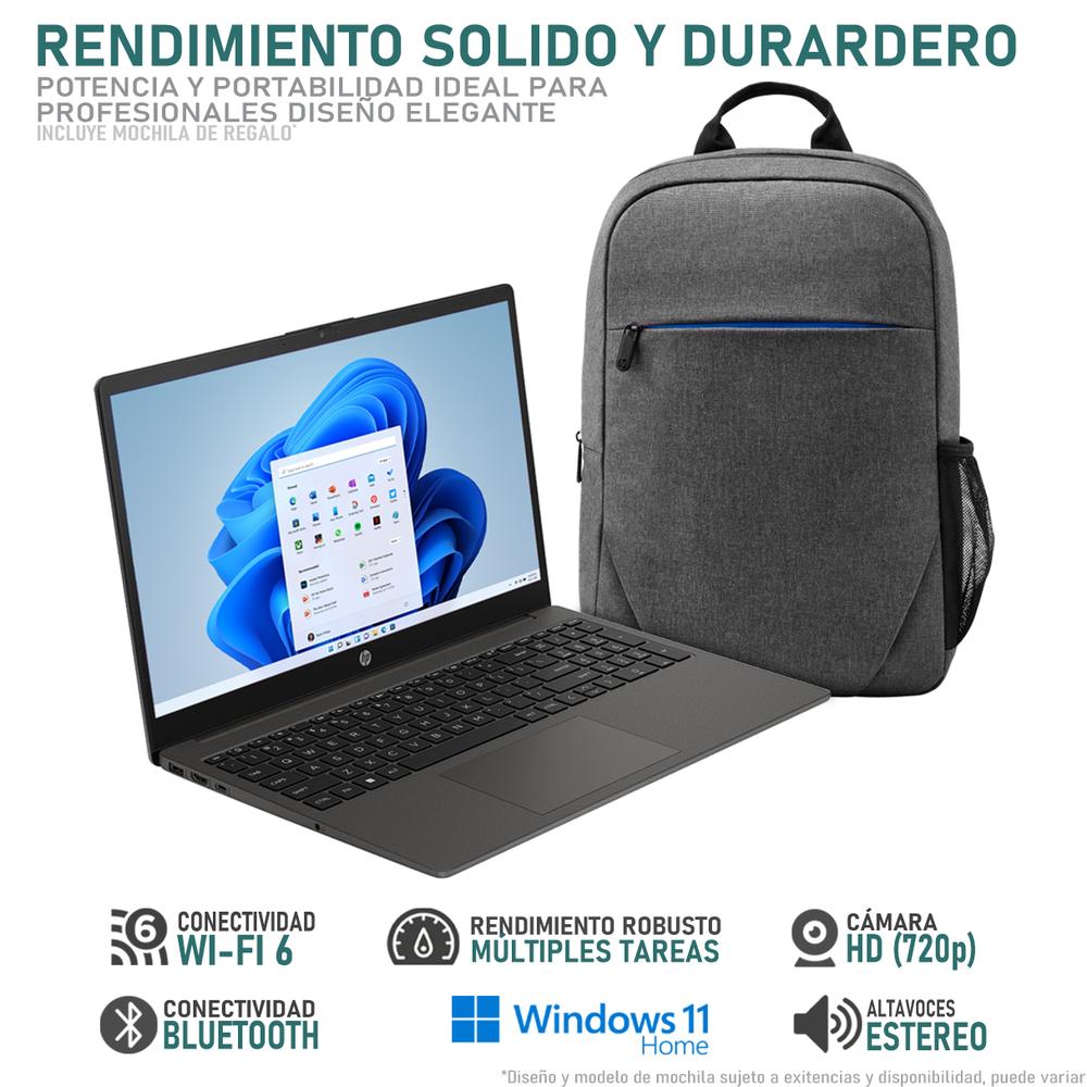 Laptop HP 250 G10 Intel Core i3 N305 16GB RAM 256GB SSD 15.6" Windows 11 Home Teclado en Español + Mochila