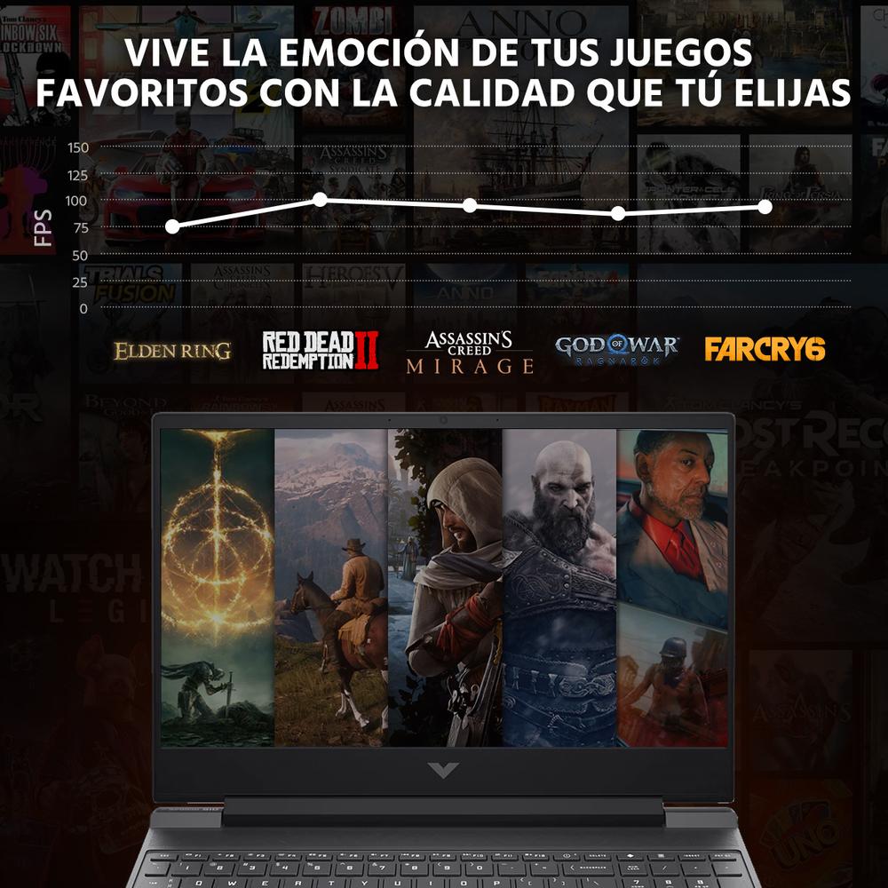 Laptop Gamer HP Victus NVIDIA GeForce RTX 4050 AMD Ryzen 7 7445HS 24GB RAM 512GB SSD 15.6" Windows 11 Home Teclado en Ingles + Control DXT