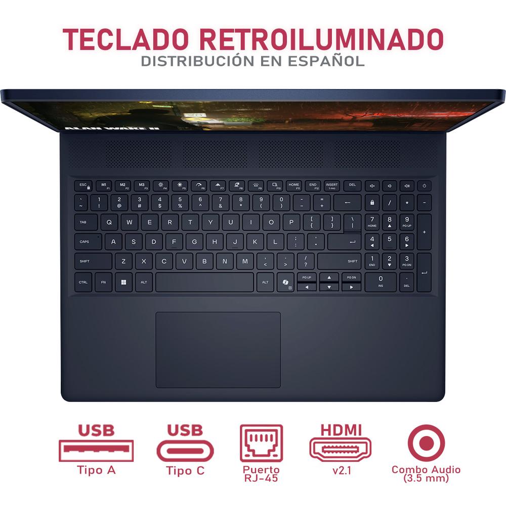 Laptop Gamer ALIENWARE M16 Aurora NVIDIA GeForce RTX 5050 Intel Core 7 240H 16GB RAM 1TB SSD 16" Windows 11 Home Teclado en Español