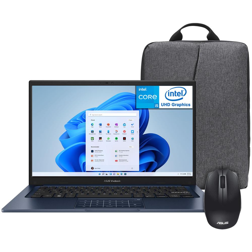 Laptop ASUS Vivobook Intel Core i5 1334U 16GB RAM 512GB SSD 14" Windows 11 Home Teclado en Español + Mochila + Mouse
