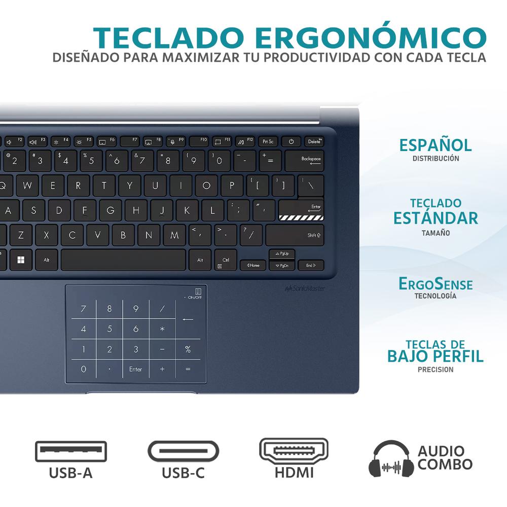Laptop ASUS Vivobook Intel Core i5 1334U 16GB RAM 512GB SSD 14" Windows 11 Home Teclado en Español + Mochila + Mouse