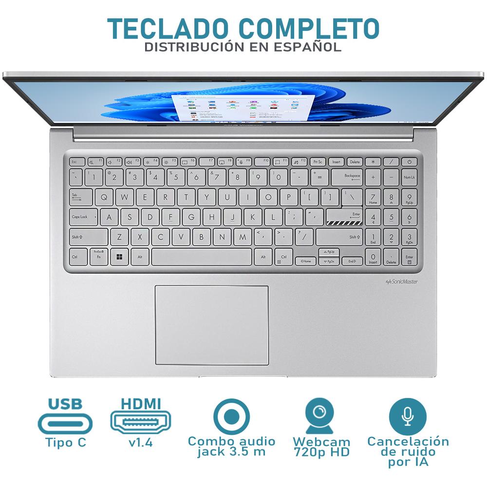 Laptop ASUS Vivobook 15 Intel Core i3 1315U 16GB RAM 512GB SSD 15.6" Windows 11 Home Teclado en Español + Mouse DXT