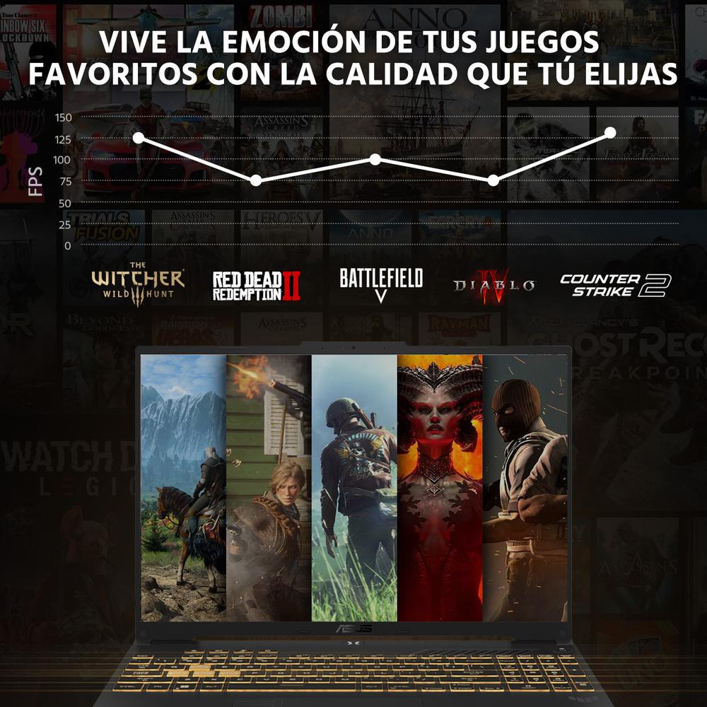 Laptop Gamer ASUS TUF Gaming F16 NVIDIA GeForce RTX 3050 Intel Core 5 210H 16GB RAM 512GB SSD 16" Windows 11 Home Teclado en Español + Control DXT