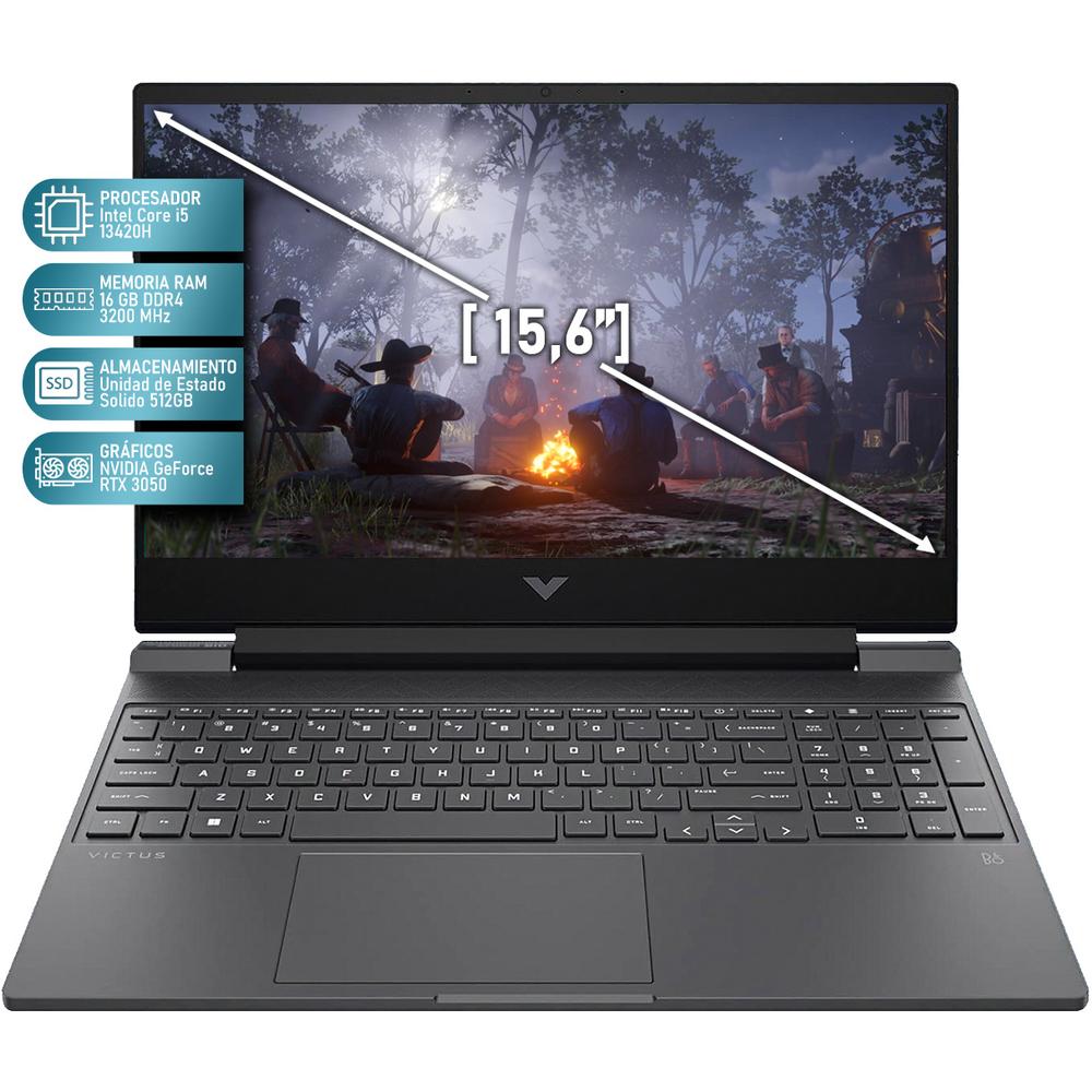 Laptop Gamer HP Victus GeForce RTX 3050 Intel Core i5 13420H 16GB RAM 512GB SSD 15.6" Windows 11 Home Teclado en Ingles