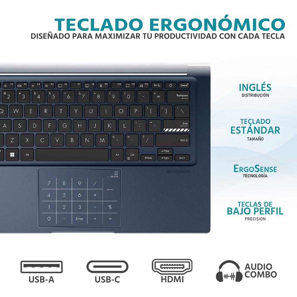 Laptop ASUS Vivobook 14 Intel Core i5 1334U 24GB RAM 256GB SSD 14" Windows 11 Home Teclado en Ingles + Mochila