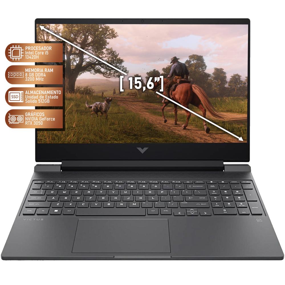 Laptop Gamer HP Victus NVIDIA GeForce RTX 3050 Intel Core i5 13420H 8GB RAM 512GB SSD 15.6" Windows 11 Home Teclado en Ingles
