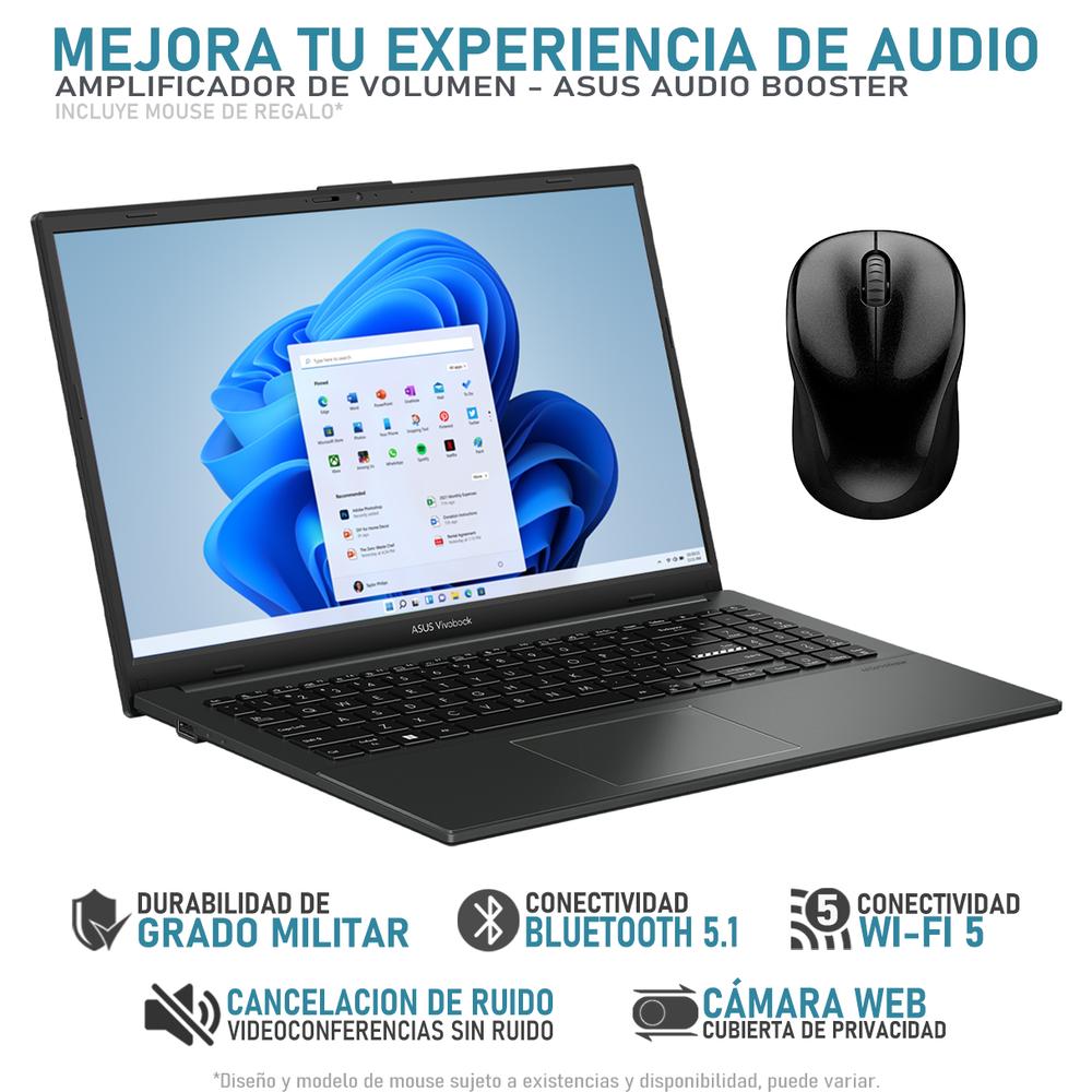 Laptop ASUS Vivobook Go 15 Intel Core i3 N305 8GB RAM 512GB SSD 15.6" Windows 11 Home Teclado en Español + Mouse DXT
