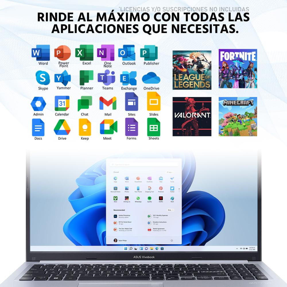 Laptop ASUS Vivobook 15 Intel Core i7 13620H 16GB RAM 512GB SSD 15.6" Windows 11 Home Teclado en Español