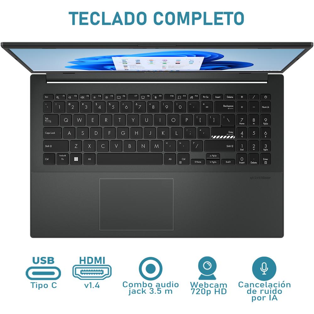 Laptop ASUS Vivobook Go 15 Intel Core i3 N305 8GB RAM 512GB SSD 15.6" Windows 11 Home Teclado en Español